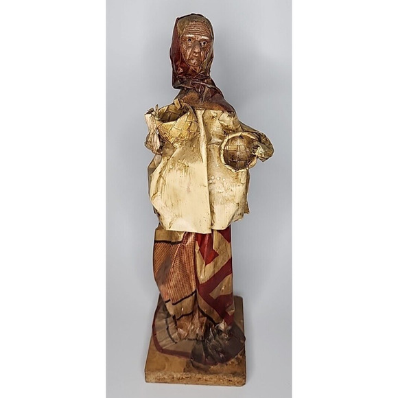 Unbranded Other - Vintage Folk Art Paper Mache Lady with Two Basket Mexico 12" U189
